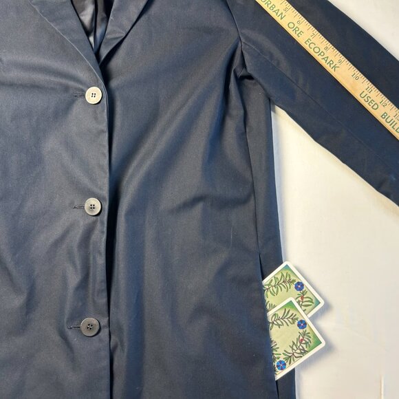 COS Mid-length Navy Cotton Overcoat with buttons Size 6 - Picture 3 of 7